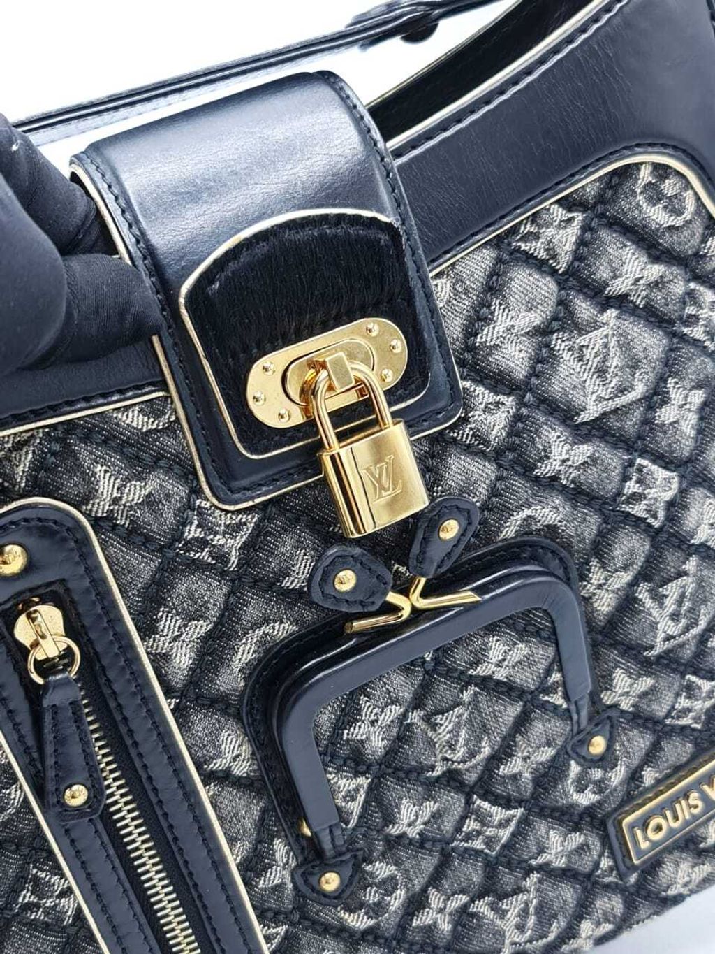 Louis Vuitton Limited Edition Black Quilted Monogram Denim Musette Bag -  Yoogi's Closet