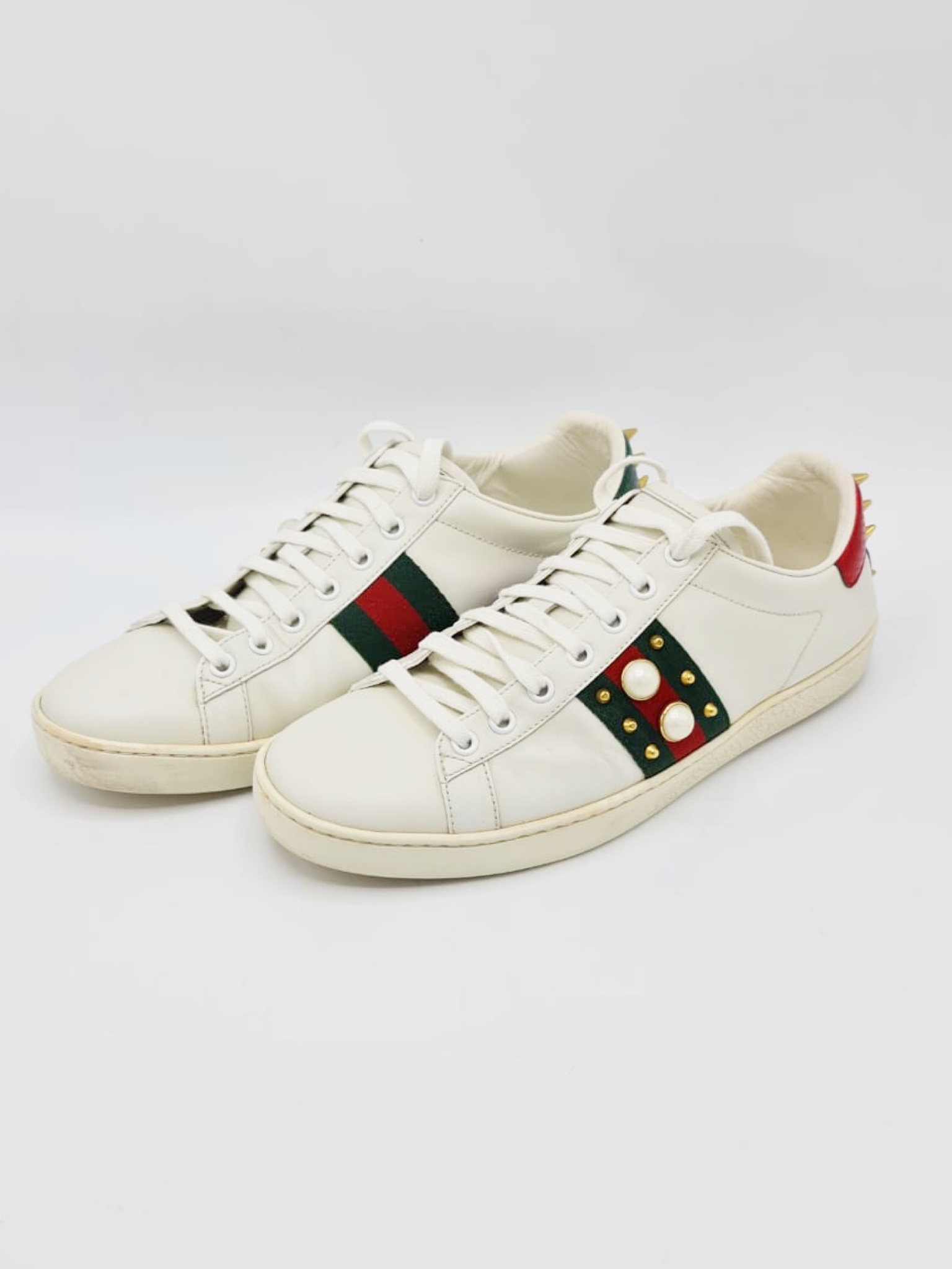 Gucci Ace Studded Pearl Sneakers (Size: 39) – My Paris Branded Station-Sell  Your Bags And Get Instant Cash