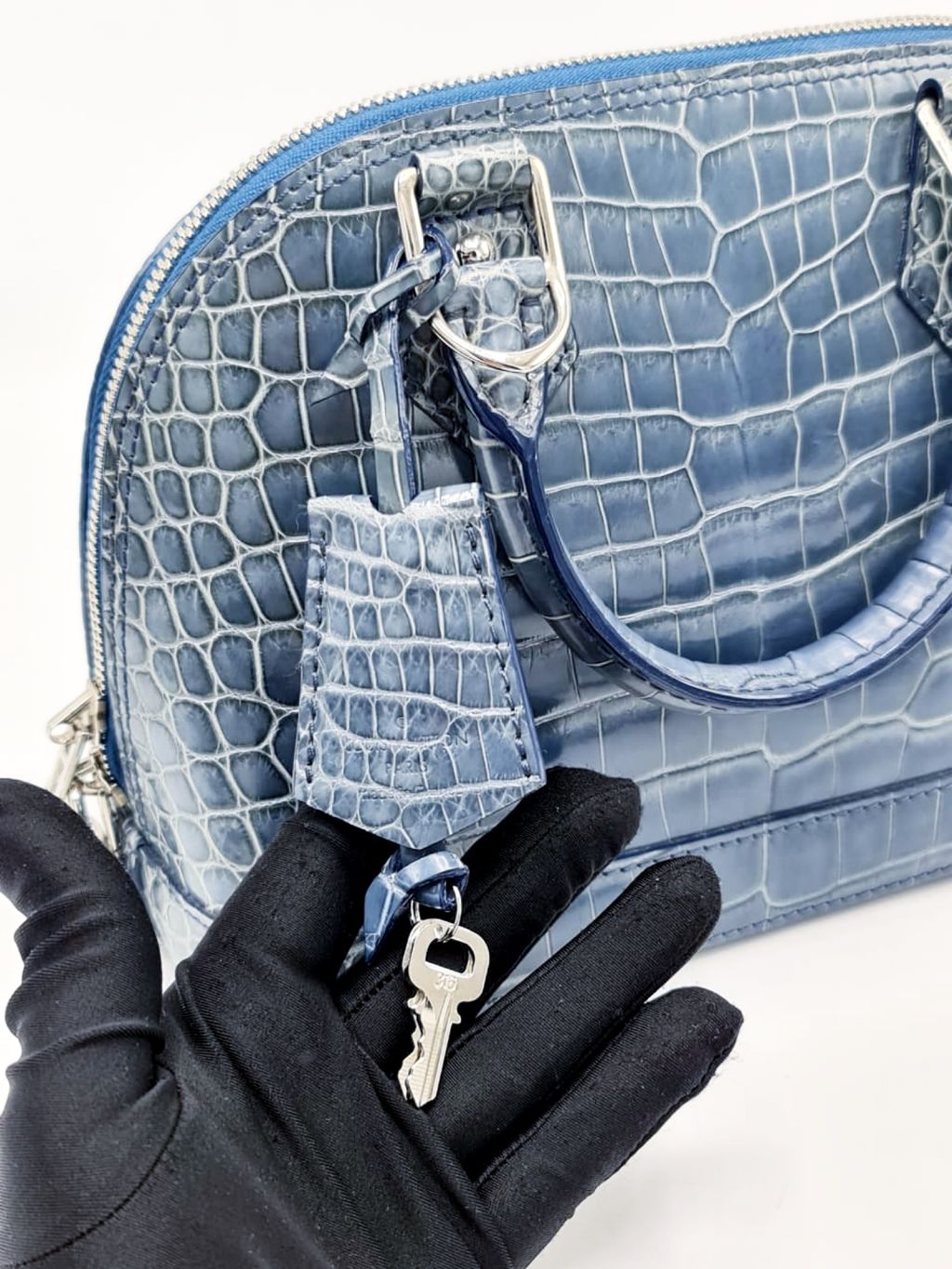 Louis Vuitton Blue Crocodilien Brillant Alma BB Bag