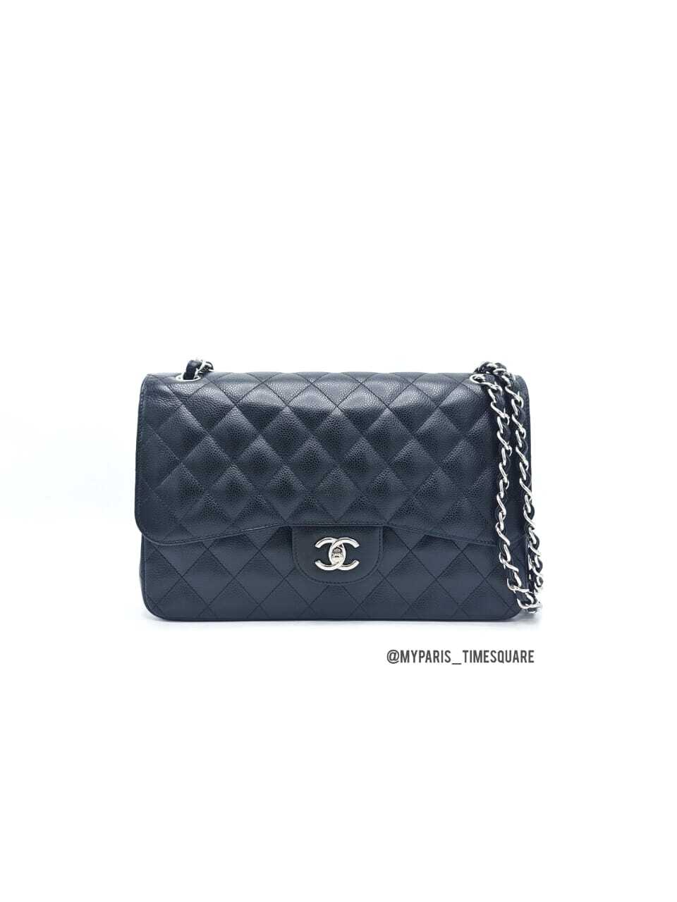 Chanel Black Caviar Jumbo Double Flap Bag SHW – My Paris Branded