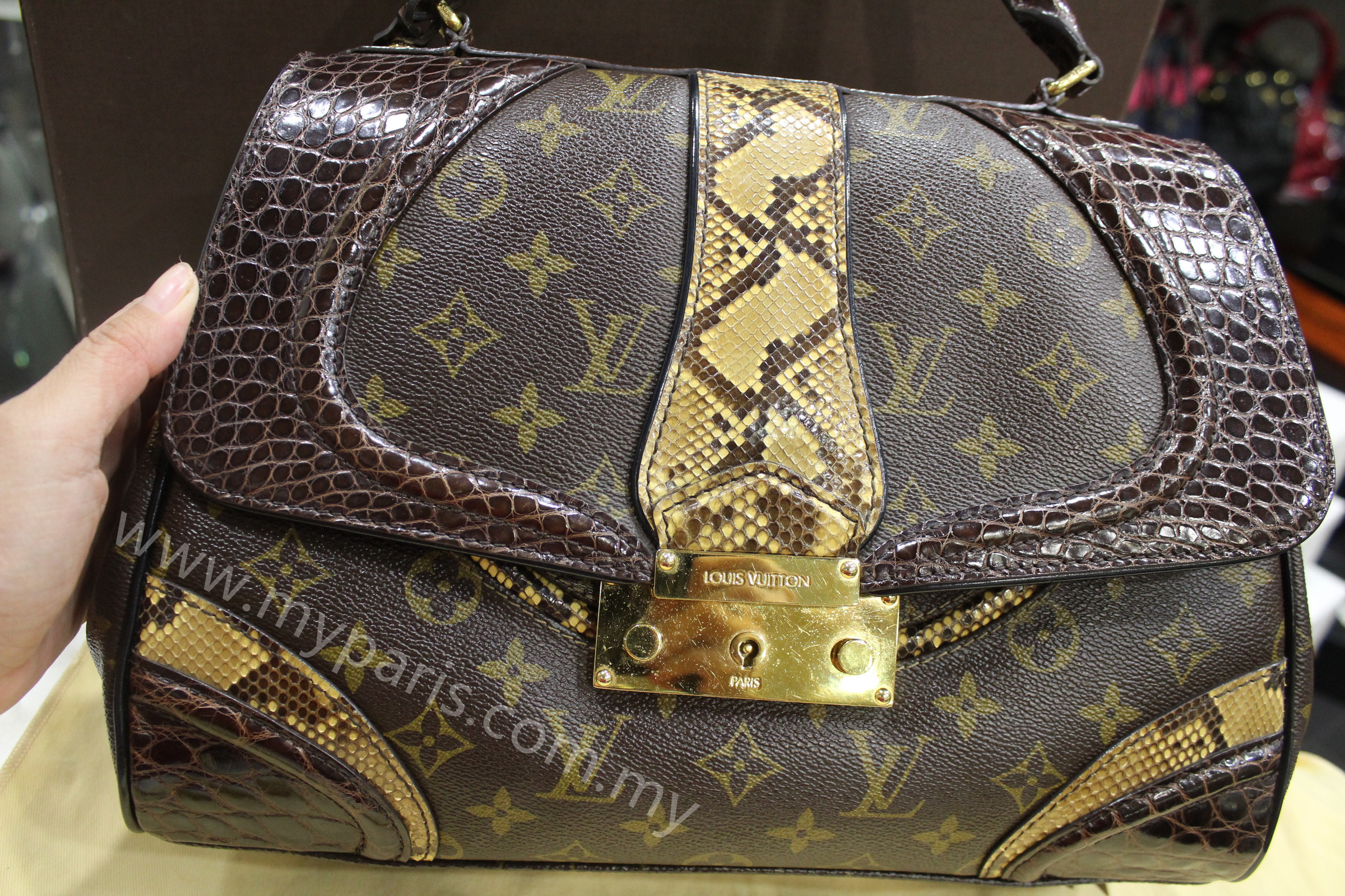 Louis Vuitton Limited Edition Monogramissime Python Alligator Bowling Bag – My Paris Branded ...
