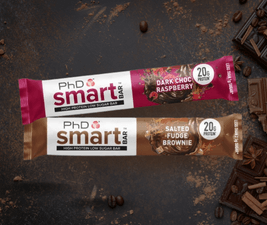 PhD Smart Bar Protein Bar in Salted Fudge Brownie and Dark Choc Raspberry.png