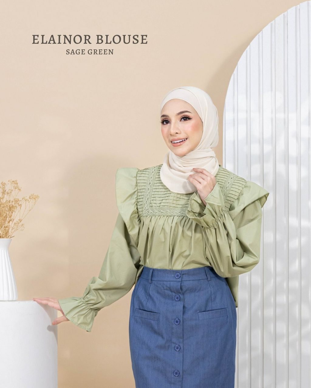 haura-wear-elainor-kemeja-lengan panjang-kemeja labuh-baju labuh-tunic-kaftan-midi-dress-blouse-shirt-long-sleeve-baju-muslimah-baju-perempuan-shirt-blouse-baju