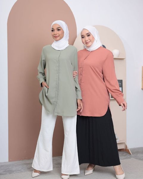 haura-wear-casey-kemeja-lengan panjang-kemeja labuh-baju labuh-tunic-kaftan-midi-dress-blouse-shirt-long-sleeve-baju-muslimah-baju-perempuan-shirt-blouse-baju (2)