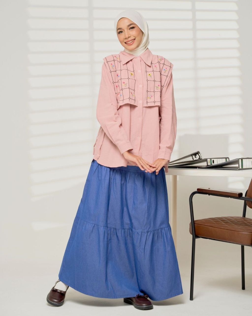 haura-wear-steffie-blouse-lengan panjang-kemeja labuh-baju labuh-tunic-kaftan-midi-dress-blouse-shirt-long-sleeve-baju-muslimah-baju-perempuan-shirt-blouse-baju (7)