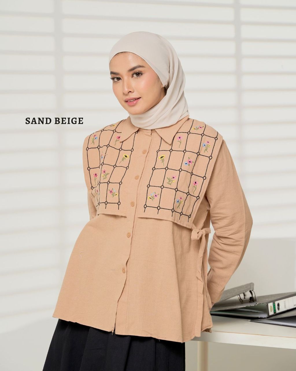 haura-wear-steffie-blouse-lengan panjang-kemeja labuh-baju labuh-tunic-kaftan-midi-dress-blouse-shirt-long-sleeve-baju-muslimah-baju-perempuan-shirt-blouse-baju (1)