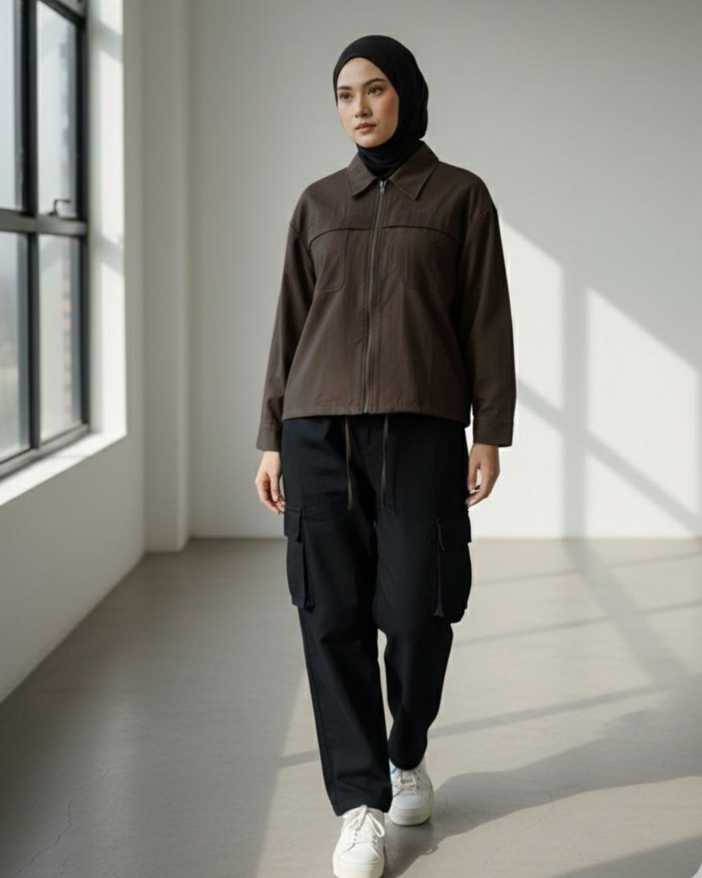 haura-wear-mika-dress-lengan panjang-dress labuh-baju labuh-knit-tunic-kaftan-midi-dress-blouse-shirt-long-sleeve-baju-muslimah-baju-perempuan-shirt-blouse-baju