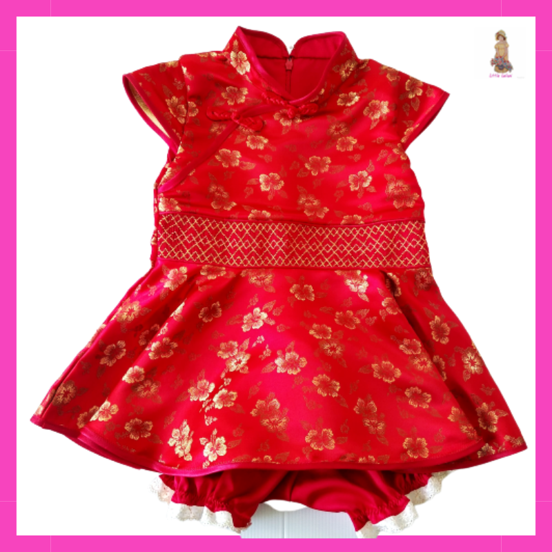 Masala Kids Girls' Little Jolie Crewel Dress Red