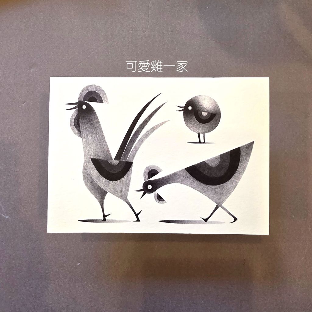 Postcard Animal 5 - Chicken family明信片-動物：可愛雞一家-fotor-20260803122413