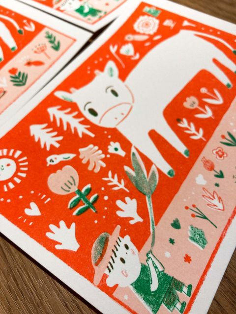 台灣插畫家李若昕｜孔版印刷牛年賀卡 Riso Print03.jpg