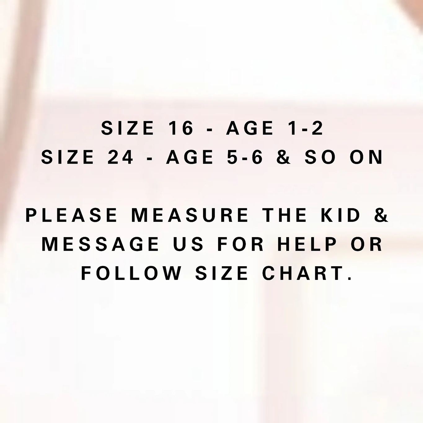 KIDS Outfit Size Guide