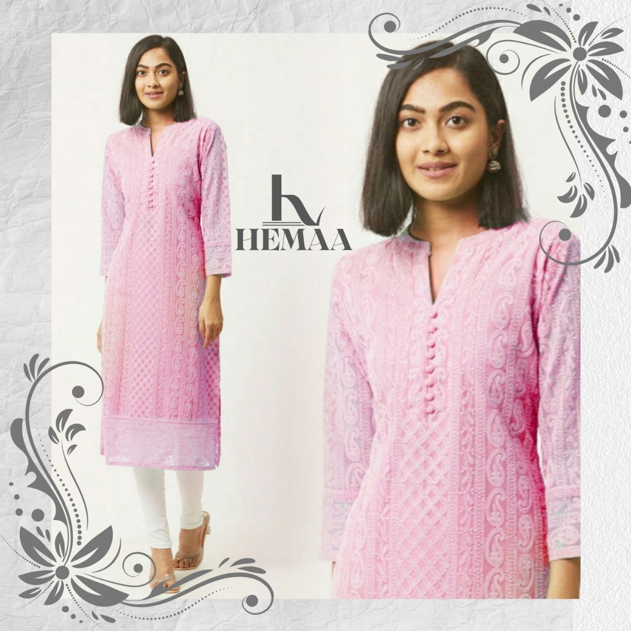 Dobby Dyeable Cotton Kurti With Pant – The Chikan Company