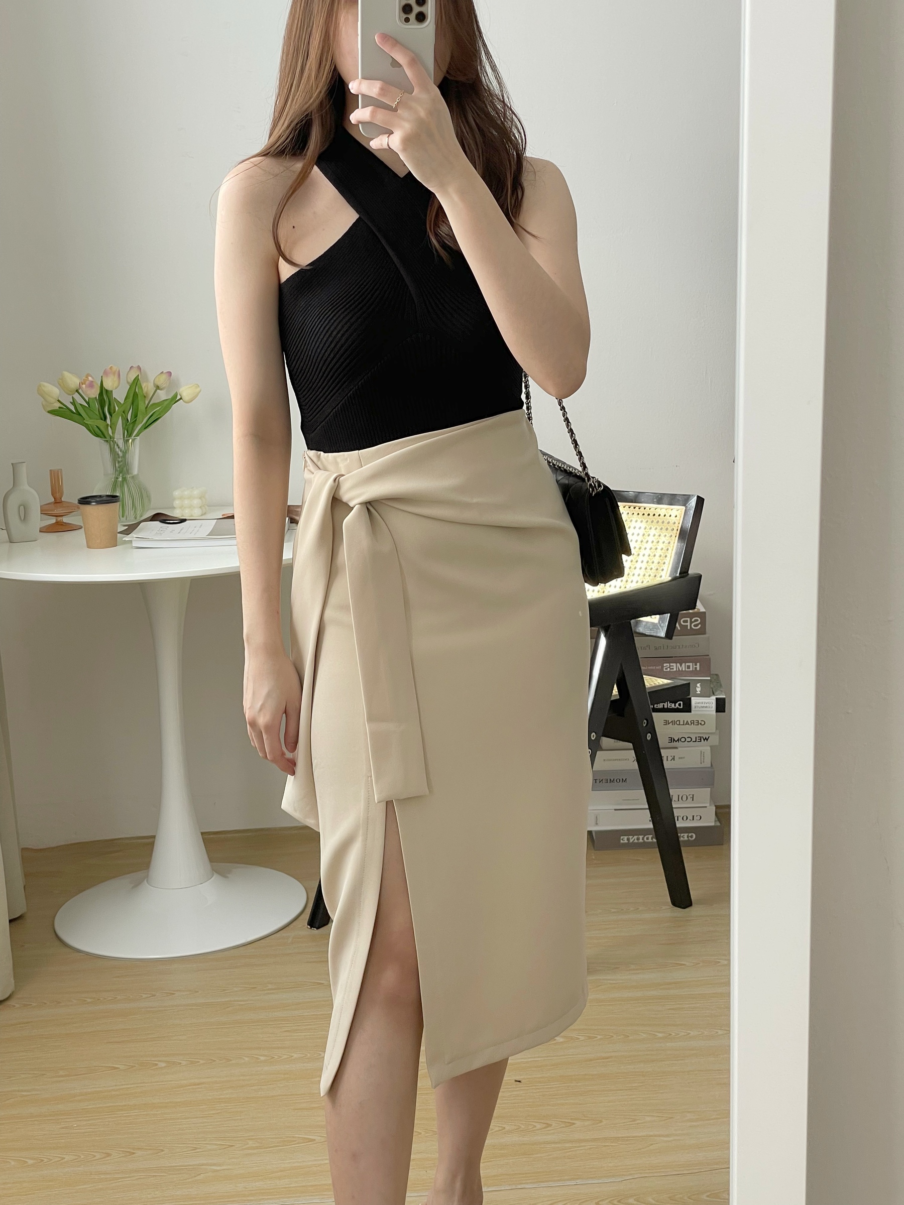 Midi pencil skirt outlet beige