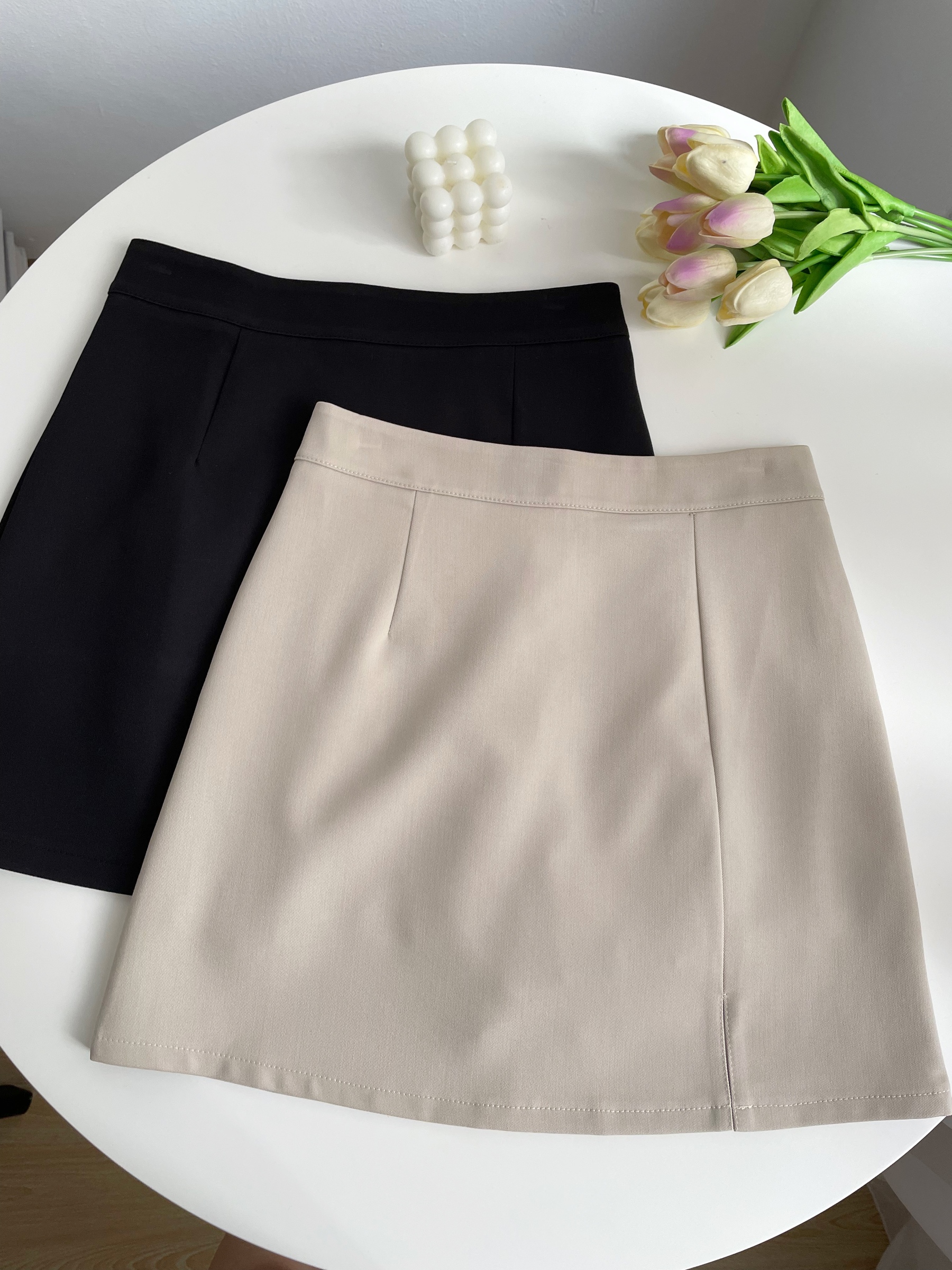 Leana A-Line Skirt (Black,Beige) – Soul Chill Studio