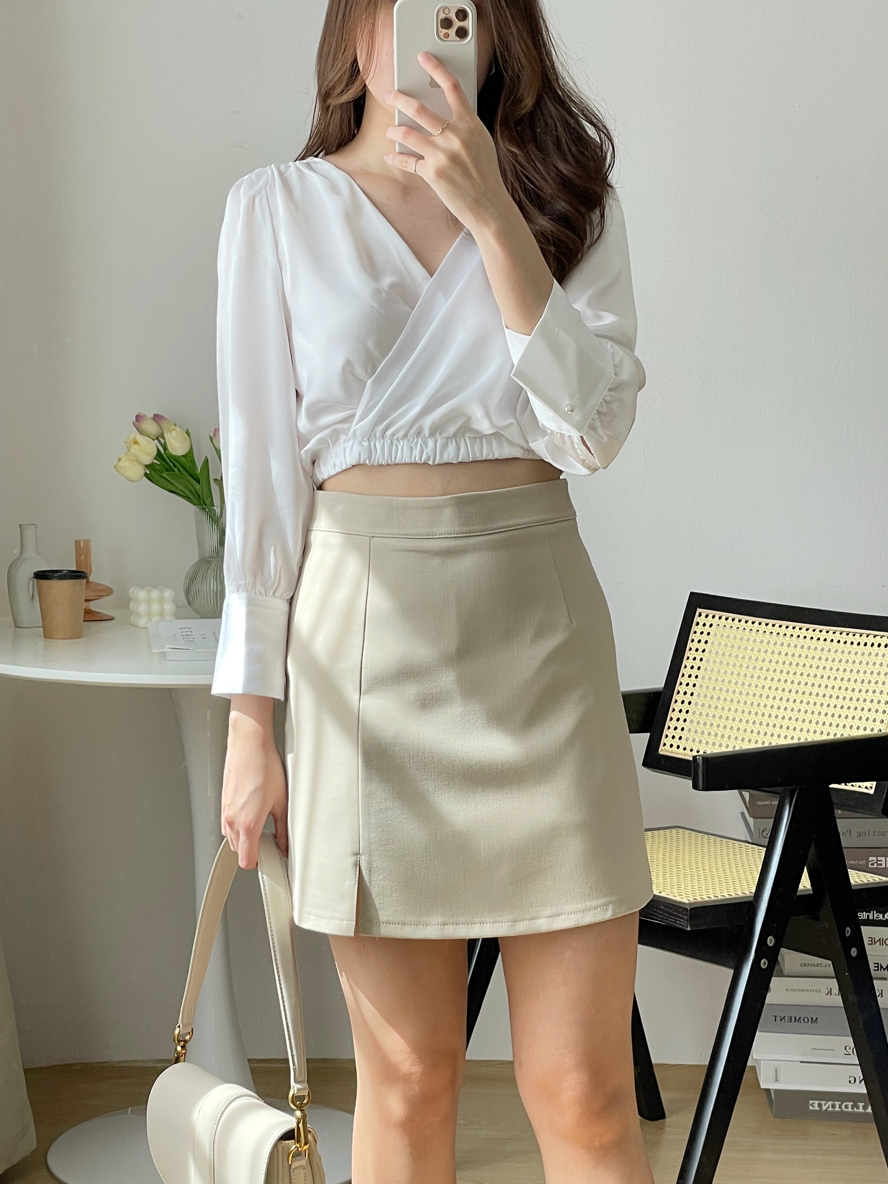 Leana A-Line Skirt (Black,Beige) – Soul Chill Studio