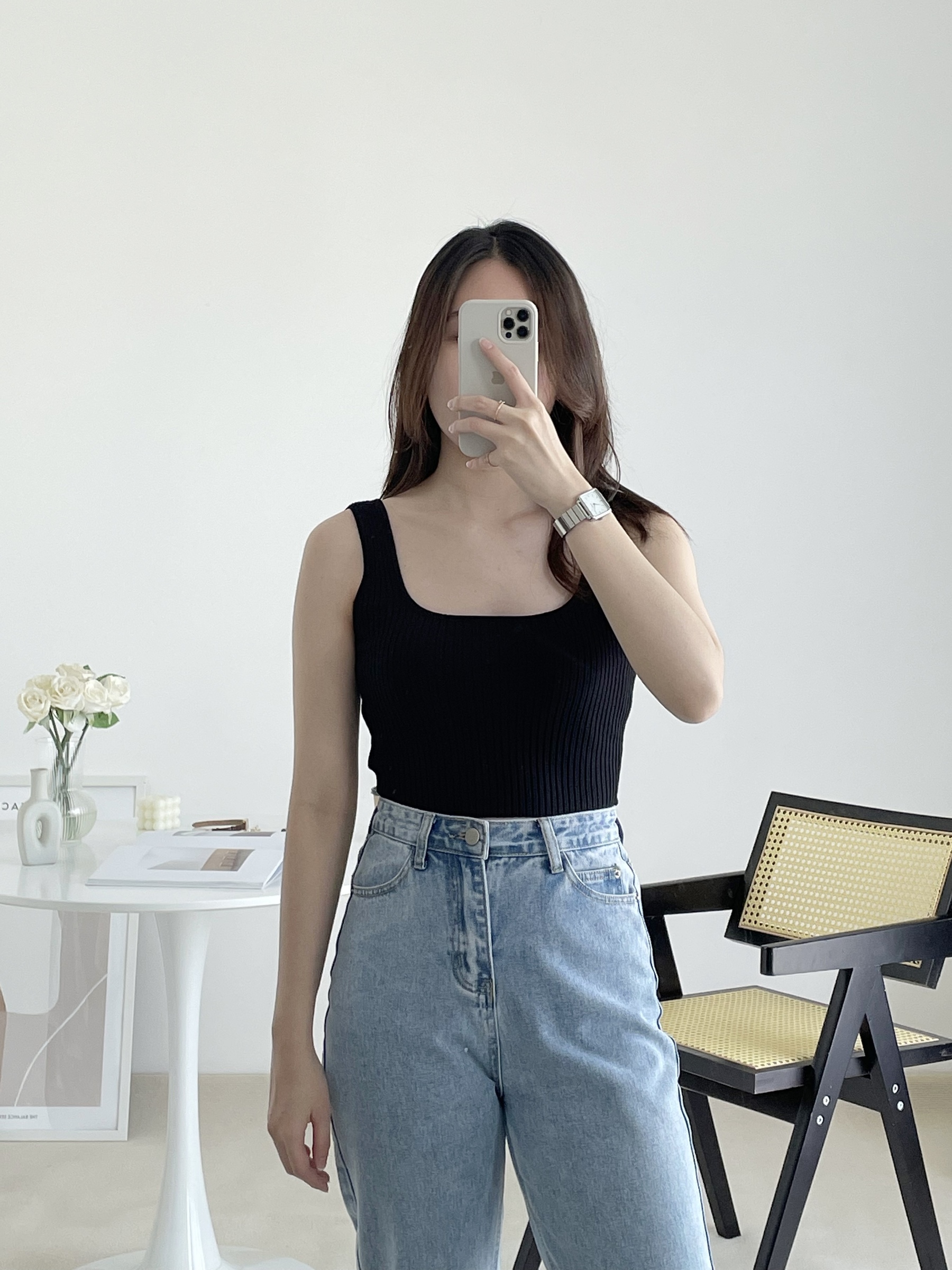 ♡♡ unof Knit tank top ブルー image_627bd4ca-ad0e-4b6c-b582-