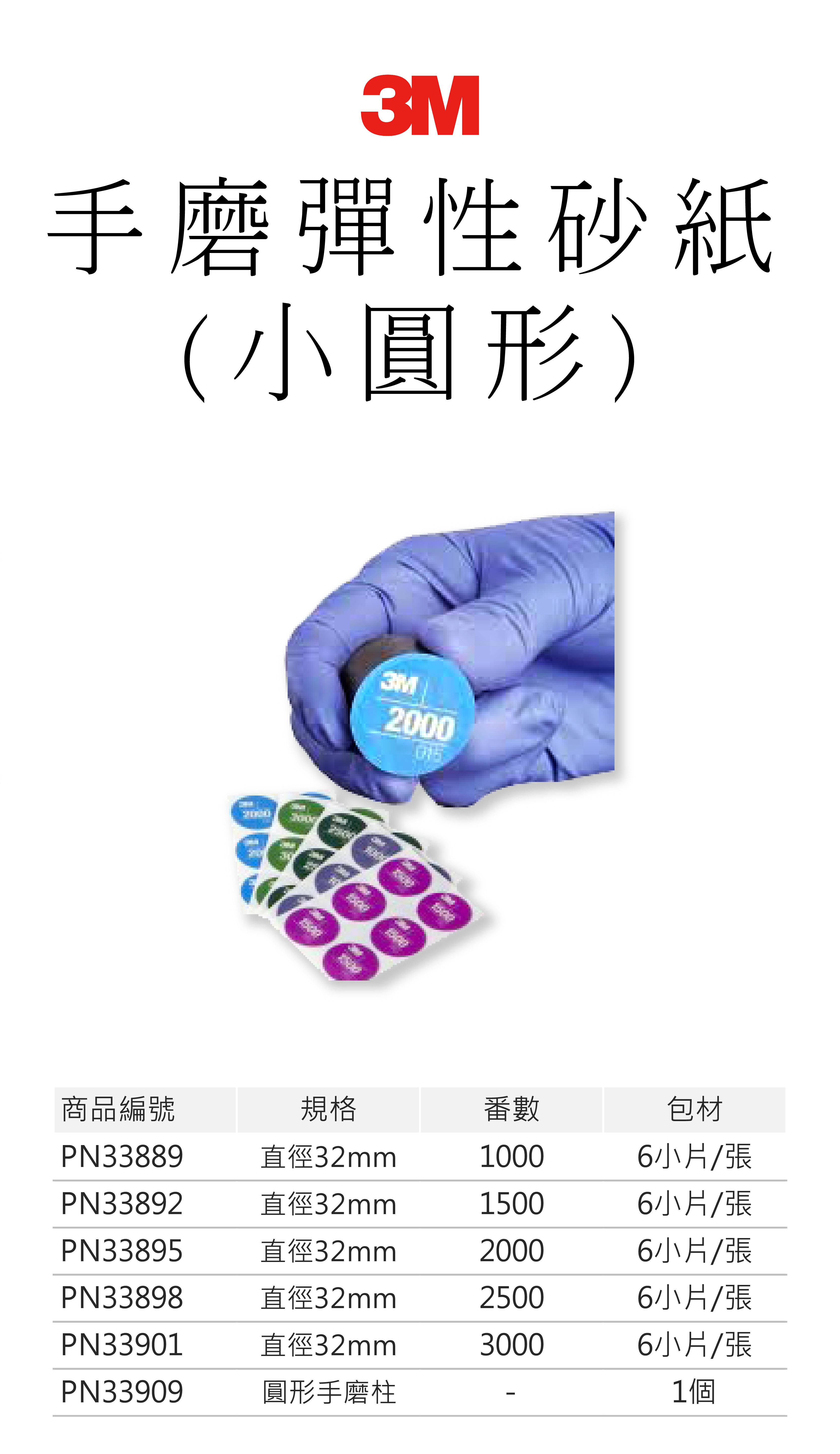 3M 手磨彈性砂紙(小圓形)