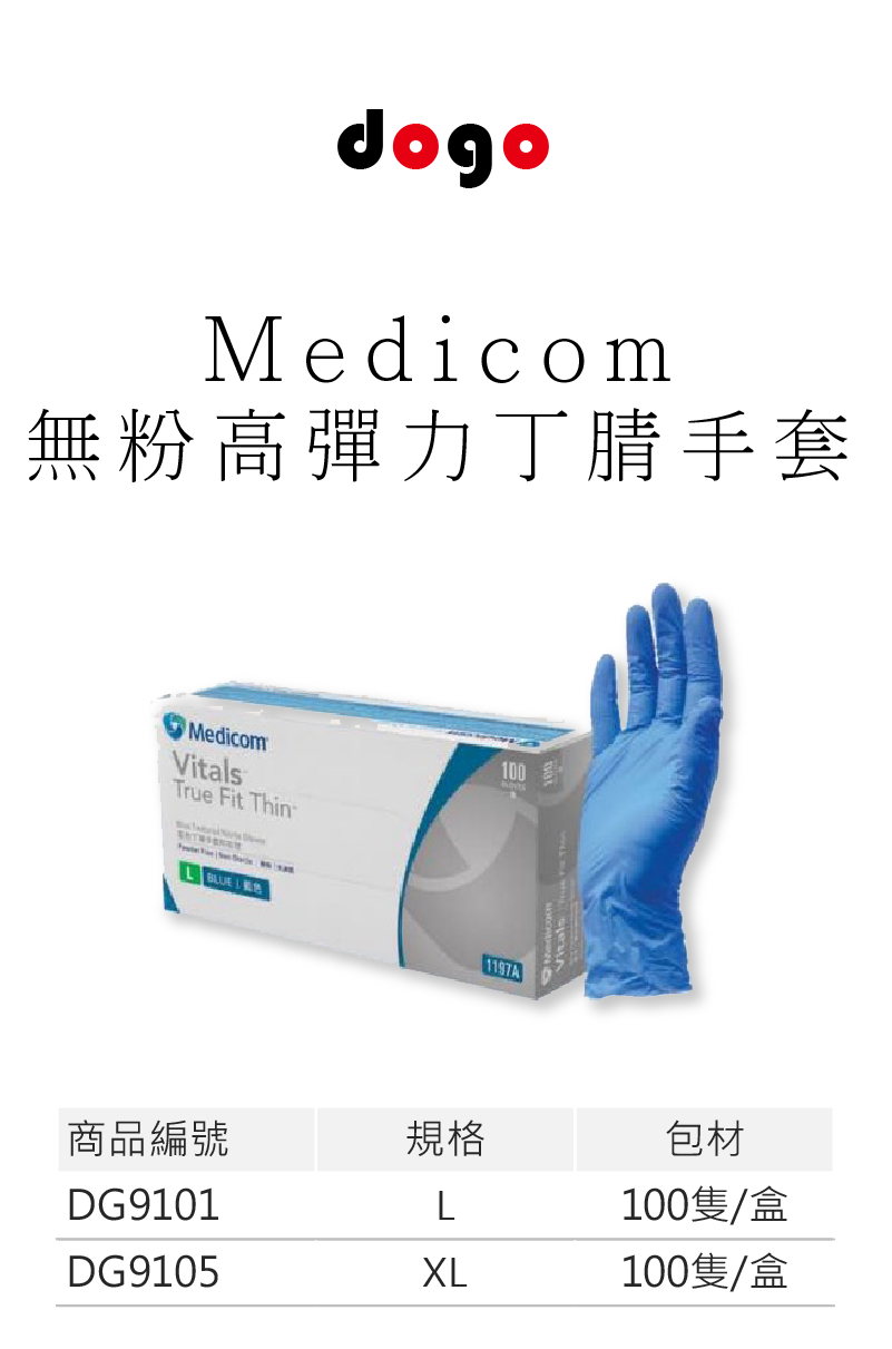 Medicom 無粉高彈力丁腈手套