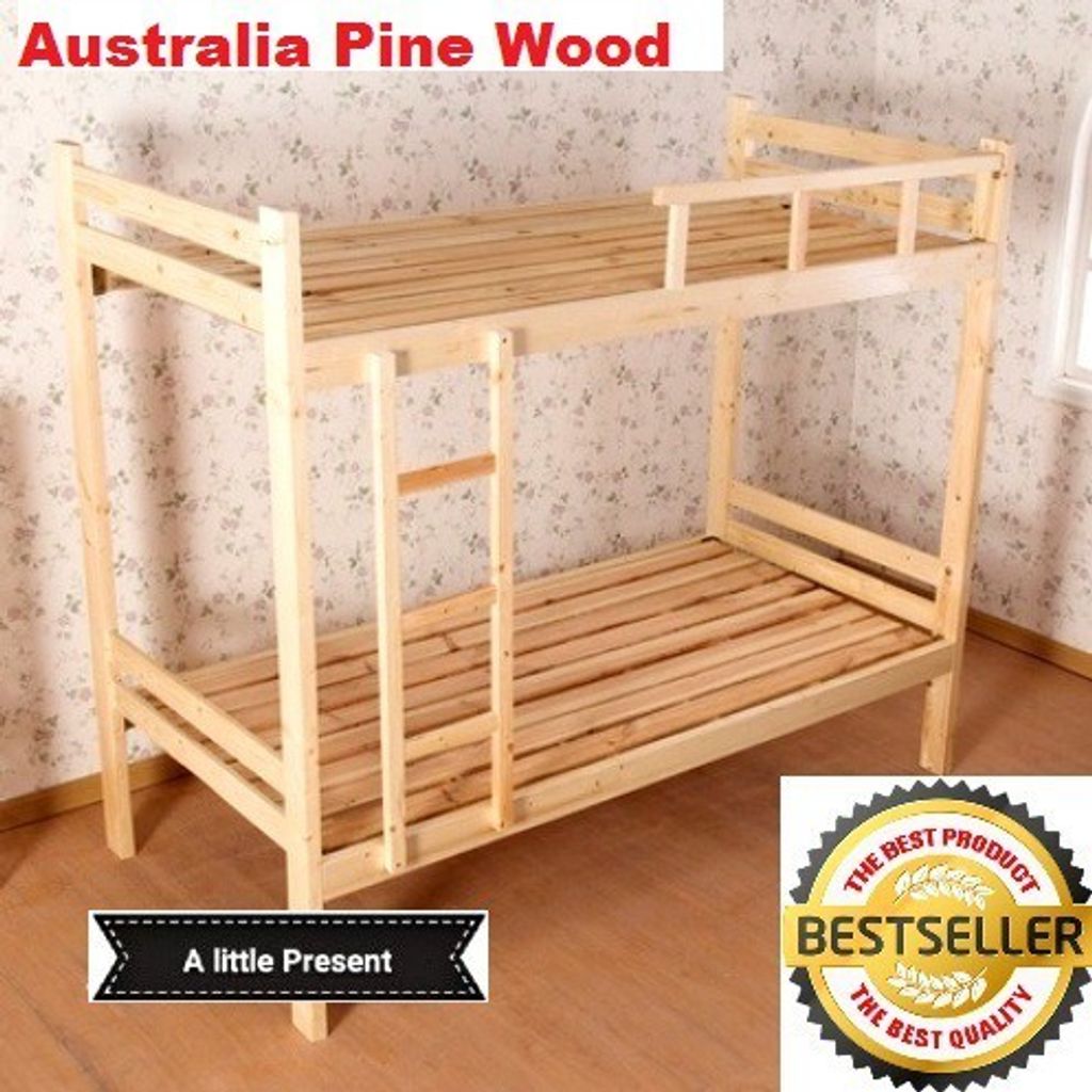 Double Decker Australia STRONG THICK PINE WOOD Bed Frame, dua tingkat