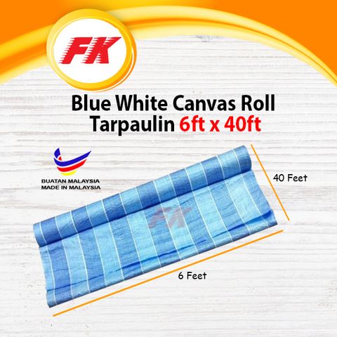 17.1 Blue White Canvas Roll Tarpaulin 6ft x 40Ft_2