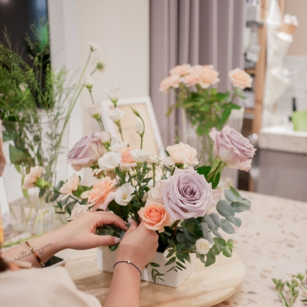 高雄花店_花藝教室_花藝課程_鮮花桌上盆 (7)