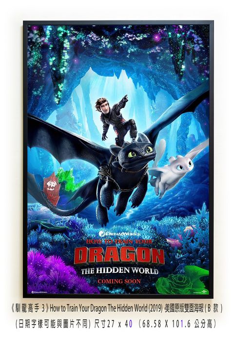 《馴龍高手3》How to Train Your Dragon The Hidden World (2019)，美國原版雙面海報(B款)空.jpg