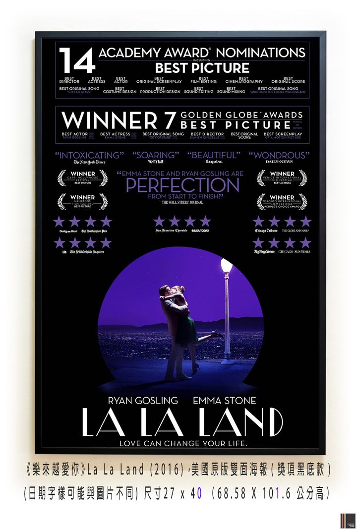《樂來越愛你》La La Land (2016)，美國原版雙面海報(獎項黑底款)空.jpg