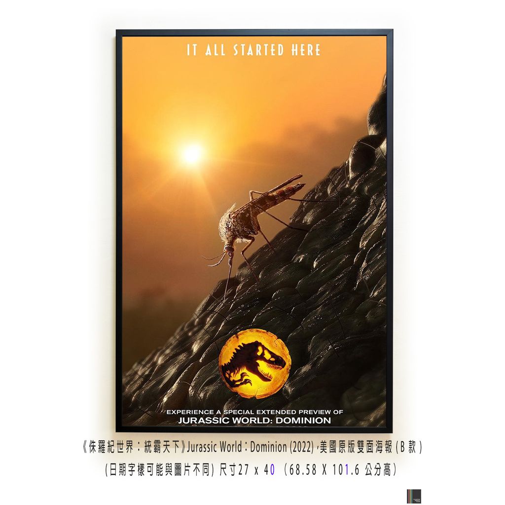 《侏羅紀世界：統霸天下》Jurassic World：Dominion (2022)，美國原版雙面海報(B款)空