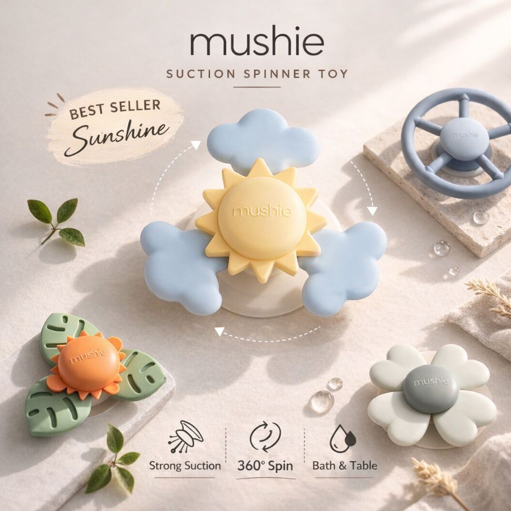 Mushie suction spinner toy collection