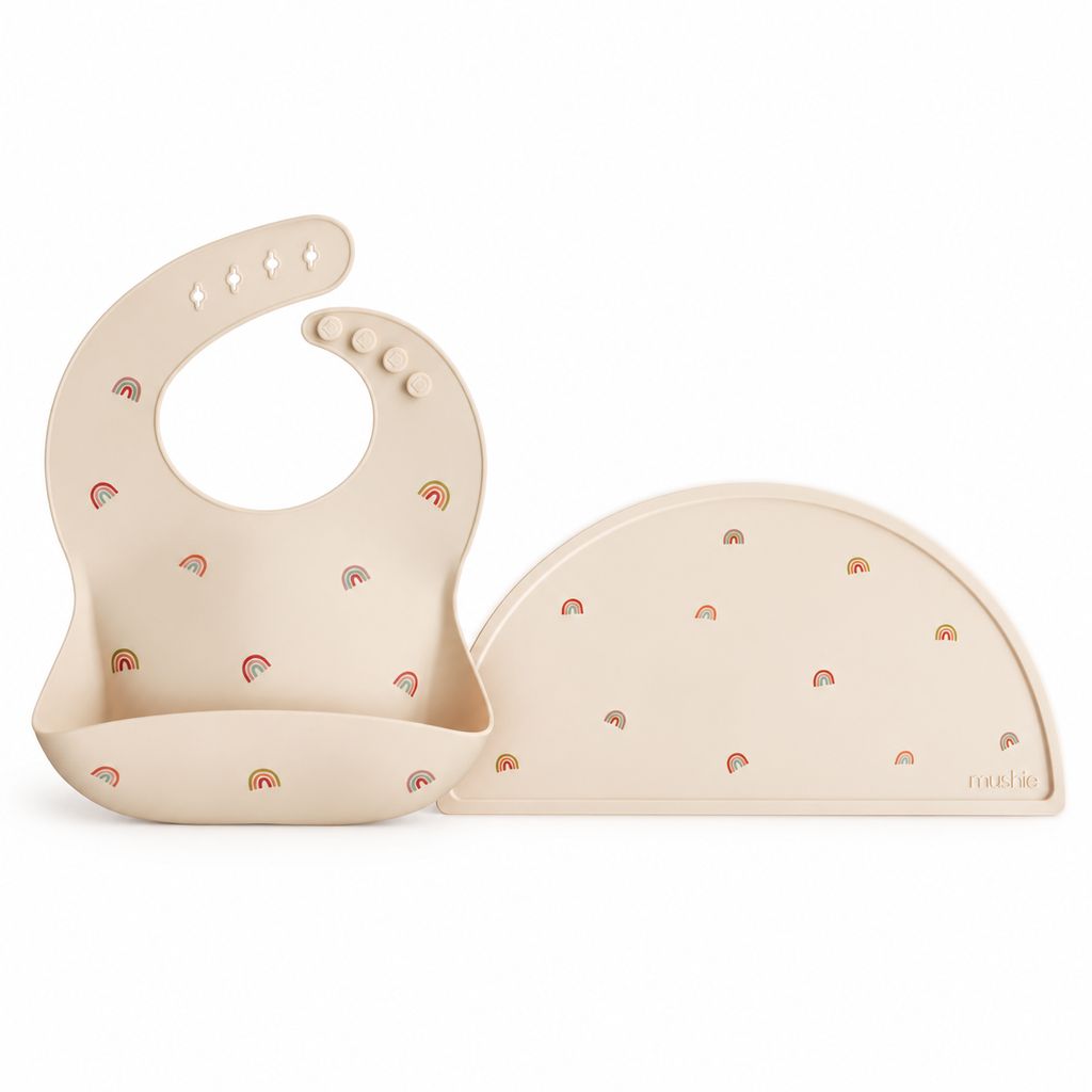 Rainbow silicone bib and placemat set