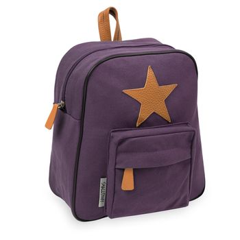82000-16, Backpack, Canvas, Small, Aubergine w. natural leather star