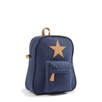 82000-3, Backpack, Canvas, Small, Navy, w. natural leather star