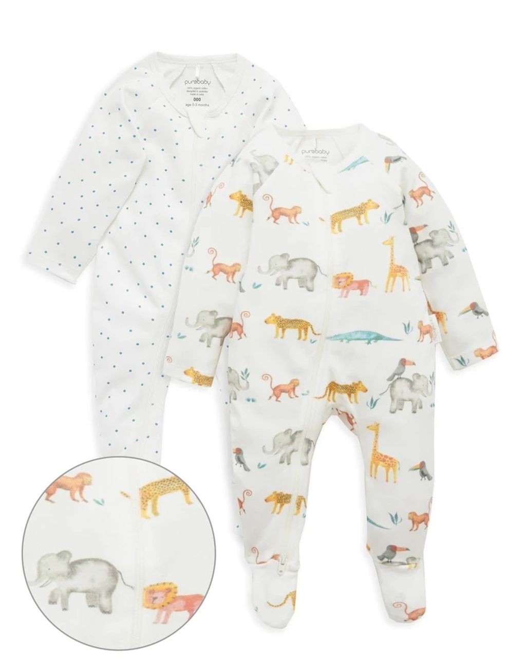 Purebaby-Jungle-Parade-2-Pack-Zip-Growsuit