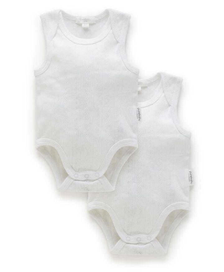 Point.Singlet Bodysuit 2 Pack White
