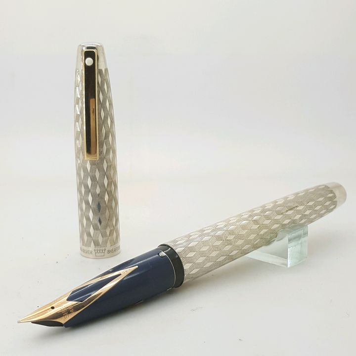 鋼筆工作室 美國 西華 sheaffer 銀桿鋼筆藍握位01.jpg