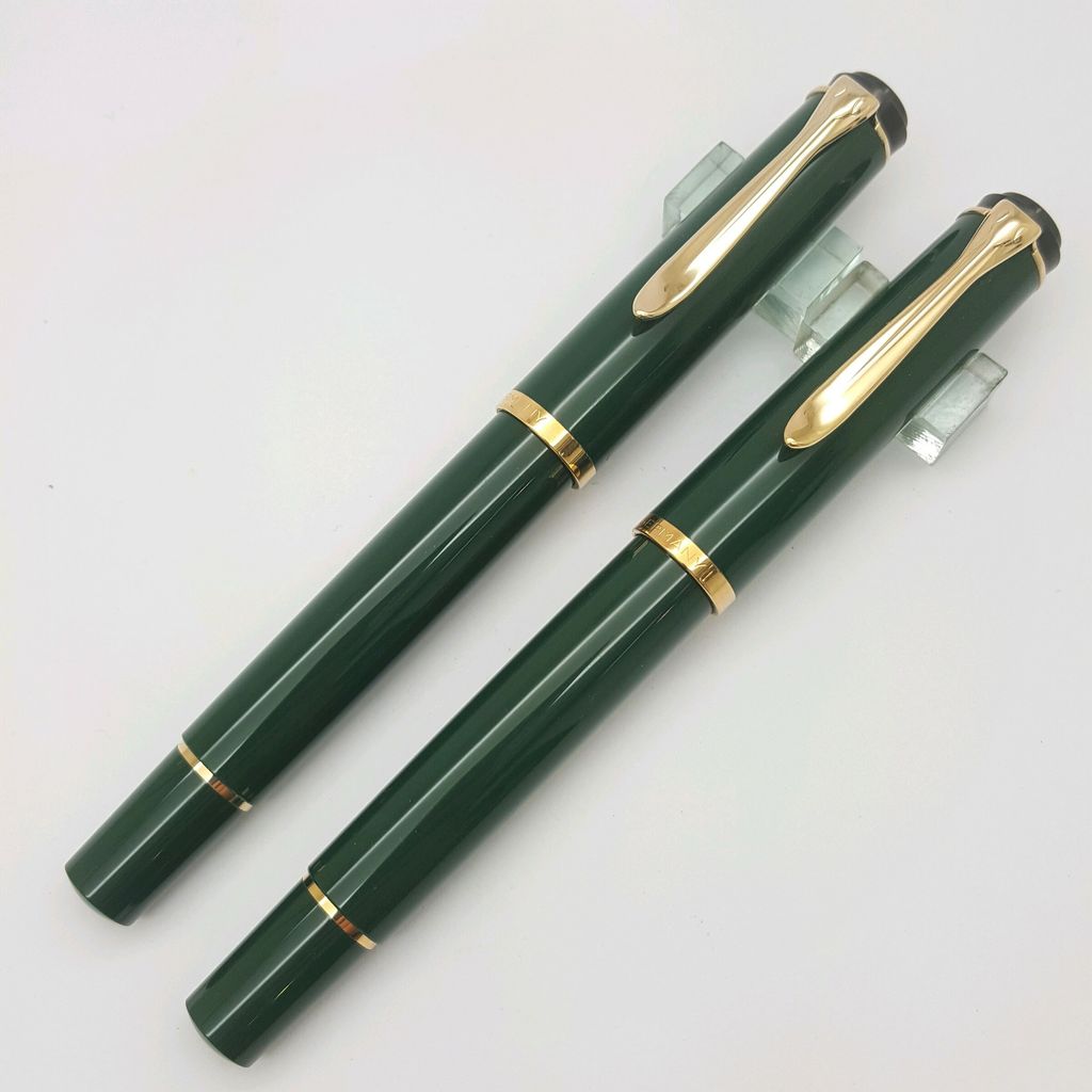 Pelikan 百利金 雕刻頂 M200 活塞上墨鋼筆+鋼珠筆 墨綠