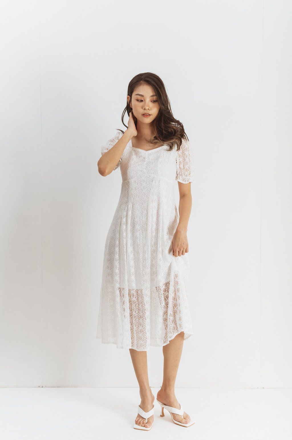 Angel Lace Midi Dress –