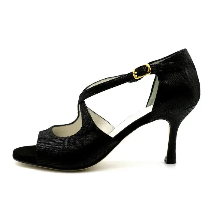 4F4 Croisé Serpent Noir talons 7cm