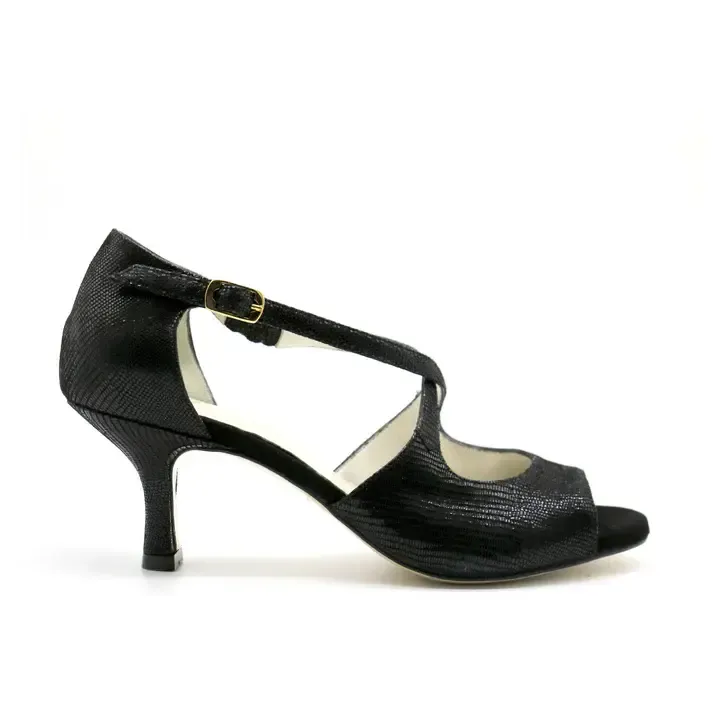 4F9 Croisé Serpent Noir talons 6cm