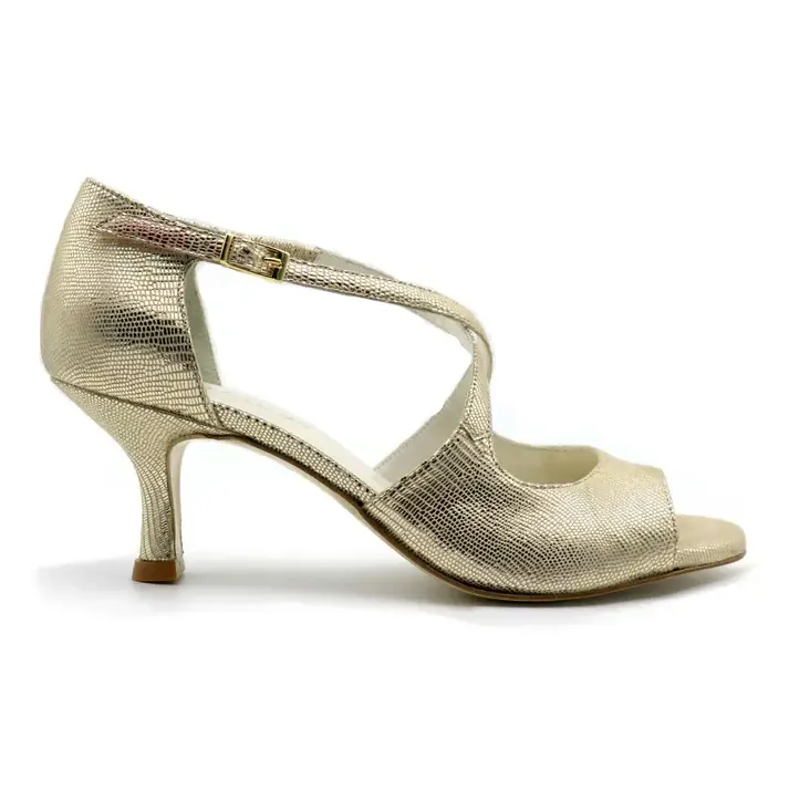 6F3 Croisé Serpent Doré talons 6cm