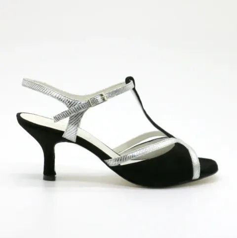 9F2 Salomé noir contraste argent talons 6cm