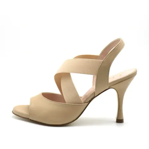 16F4 Mirada beige à élastiques croisés talons 8cm