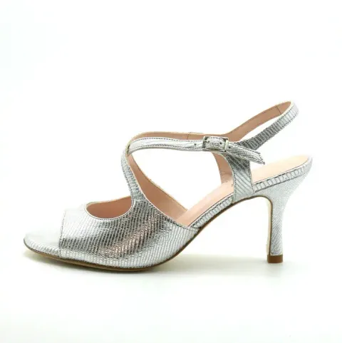 23F6 Gloria façon serpent argenté talons 7cm