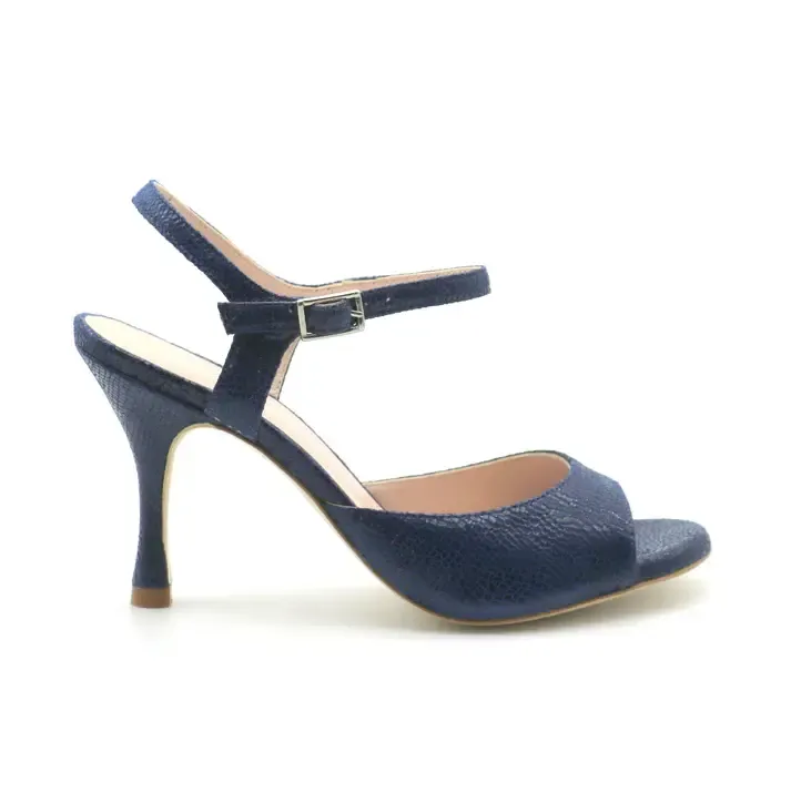 23F10 Uno Bleu Nuit façon reptile talons 8cm