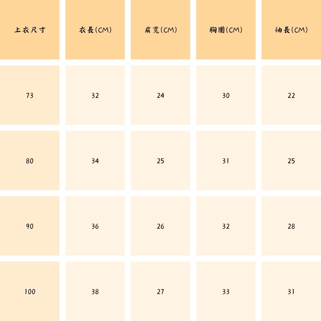 上衣尺寸表