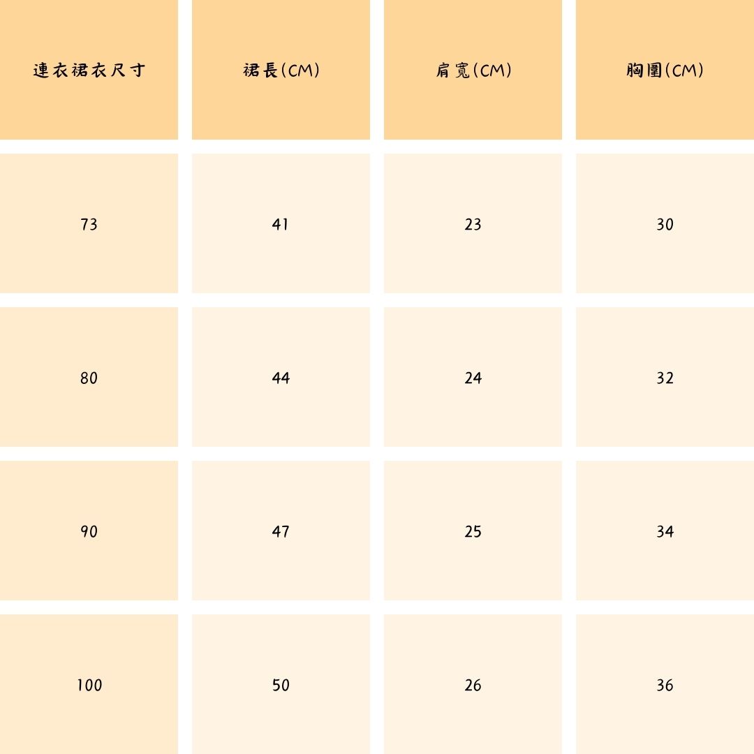 連衣裙尺寸表