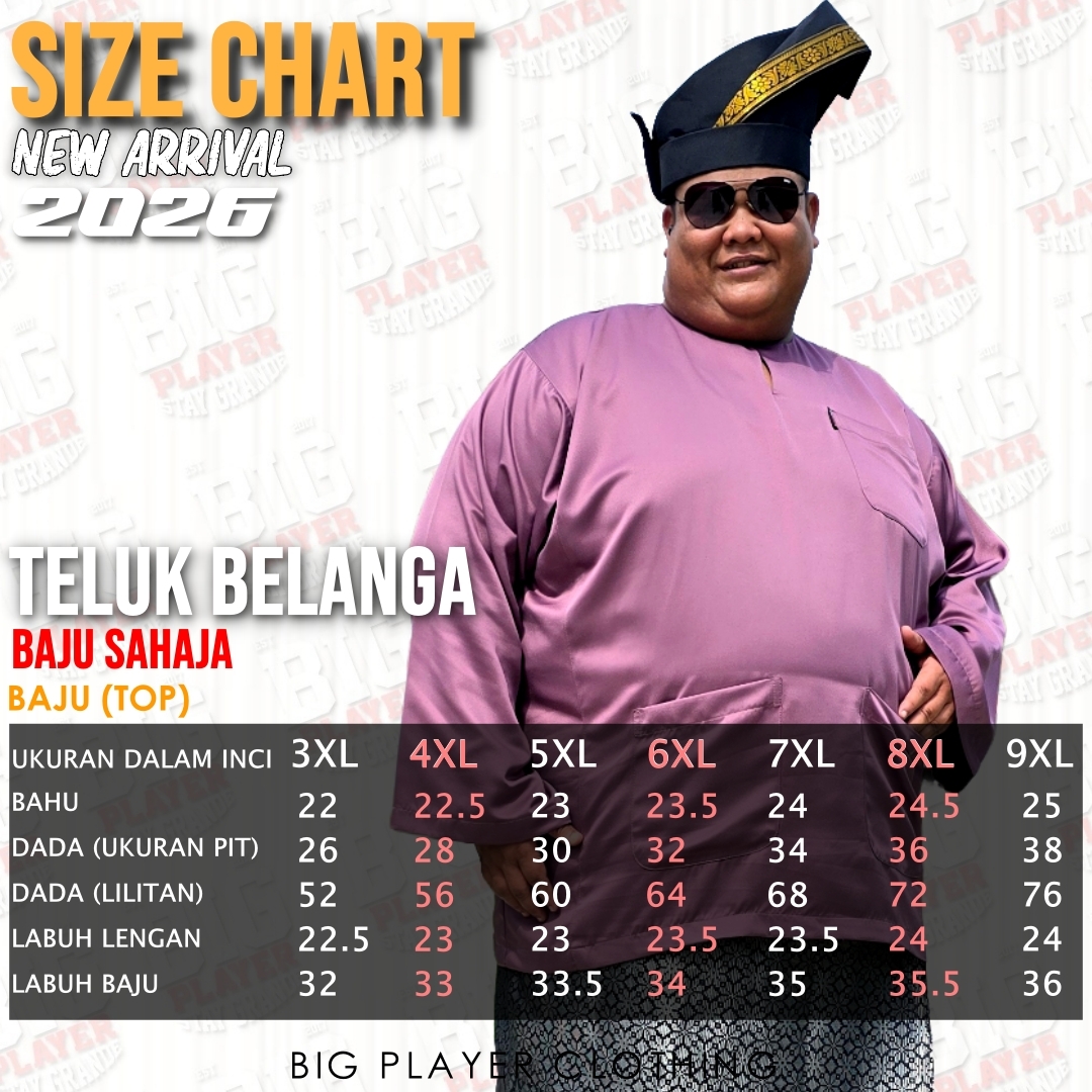 SIZE CHART BAJU SAHAJA