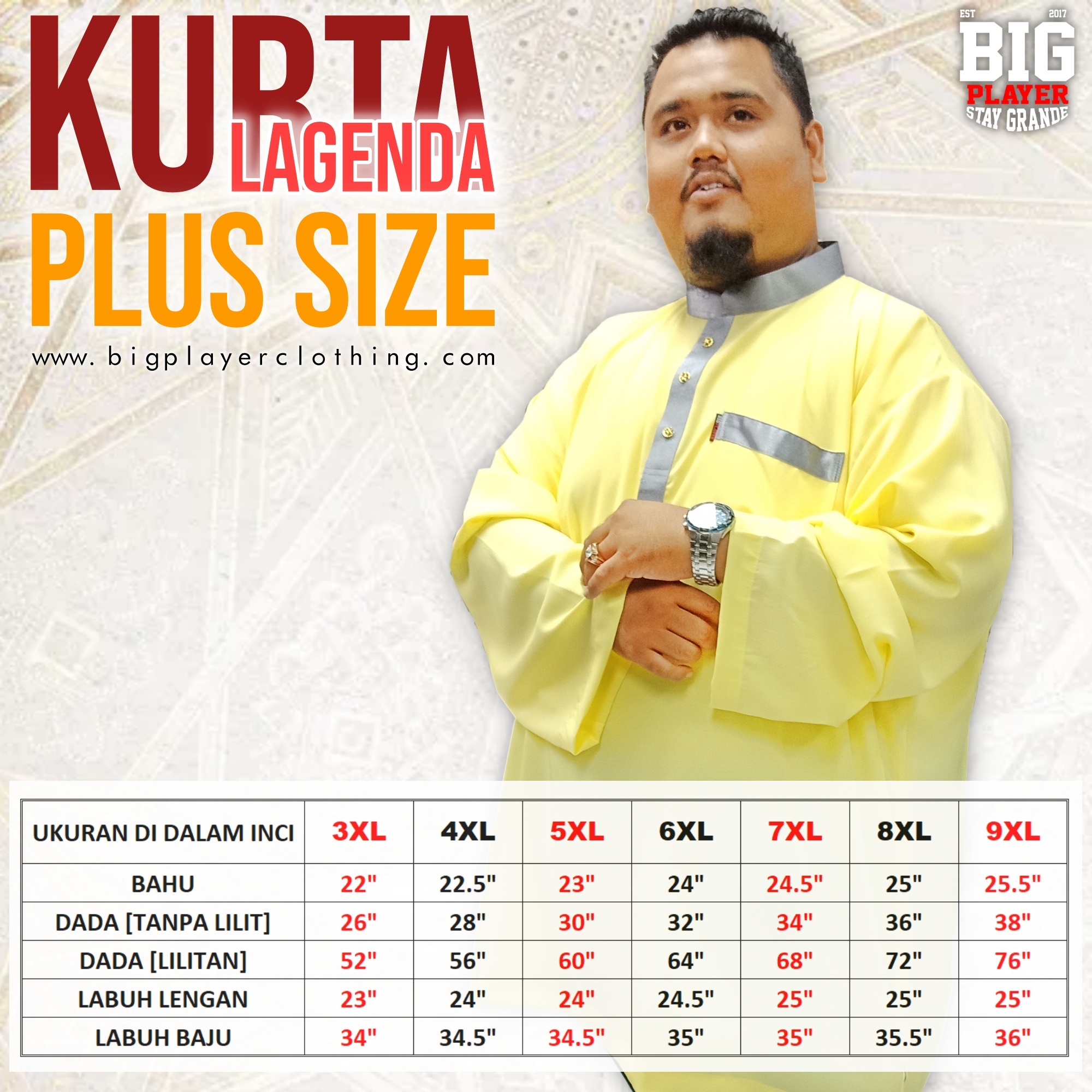 KURLAGYEL SIZE CHART