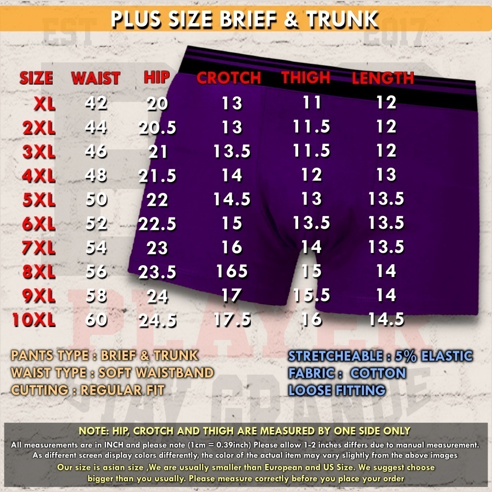 SIZE CHART BRIEF & TRUNK TU
