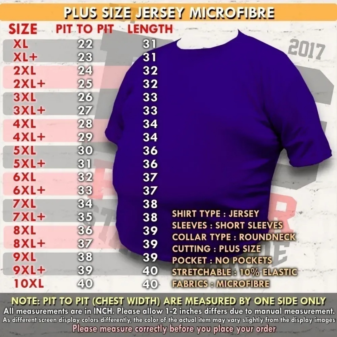 size chart jersey